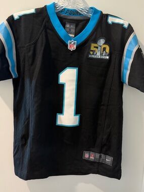 NFL Kids' Carolina Panthers #1 Newton Super Bowl Jersey - Black/Blue